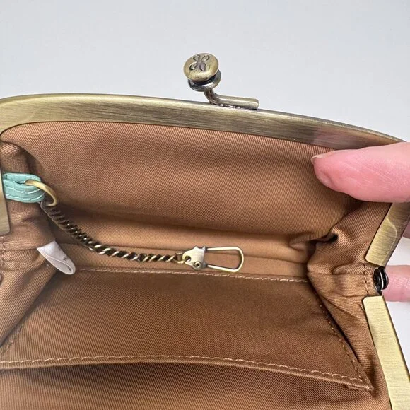 Hobo Cheer Polished Leather Pouch in Sea Glass - Picture 3 of 5